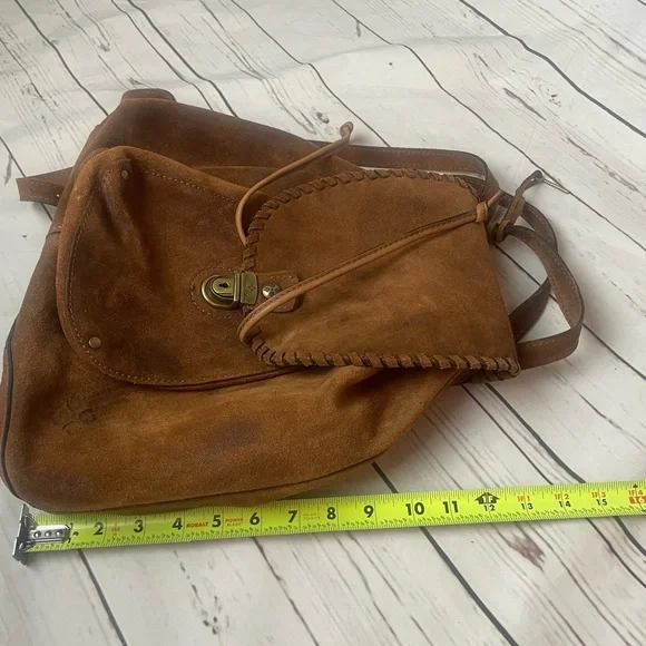 Patricia Nash Boho Western Hippie Burnished Leather Suede Cognac Casape Backpack